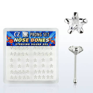 Prong Set Zirconia Star .925 Sterling Silver Nose Bone
