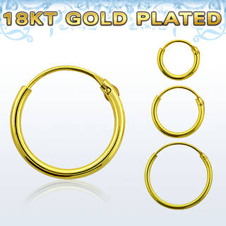 18KT Gold Plated .925 Sterling Sleeper Earring Hoops