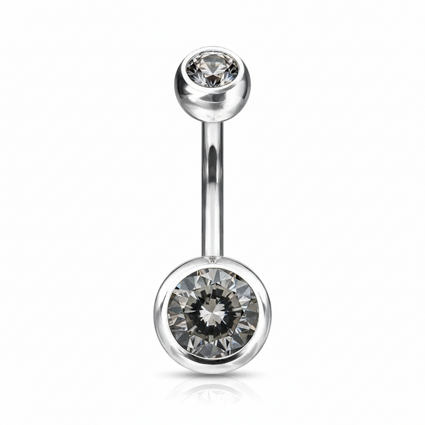 Titanium Double Jewelled Navel Bar