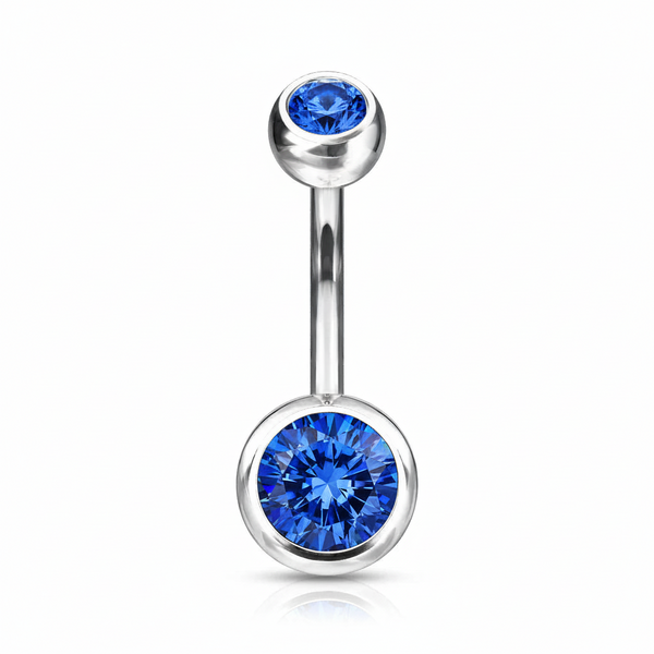 Titanium Double Jewelled Navel Bar