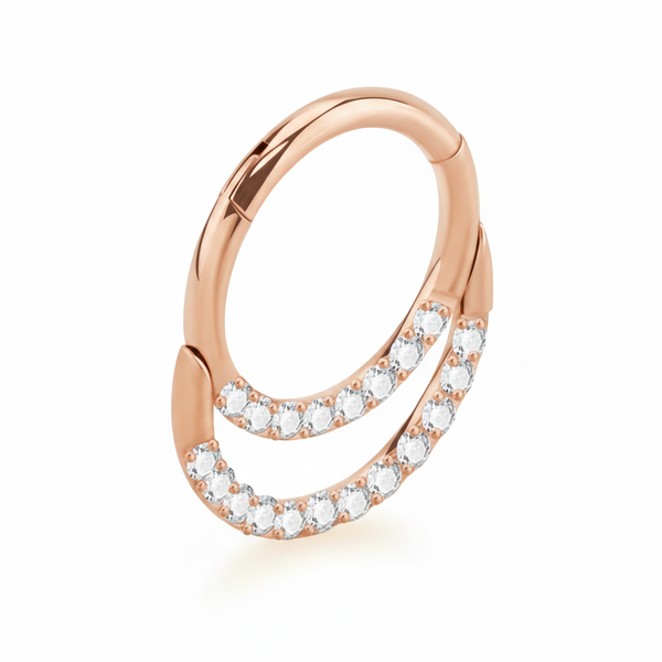 316L Stainless steel (surgical steel) Double Gemmed Row Hinged