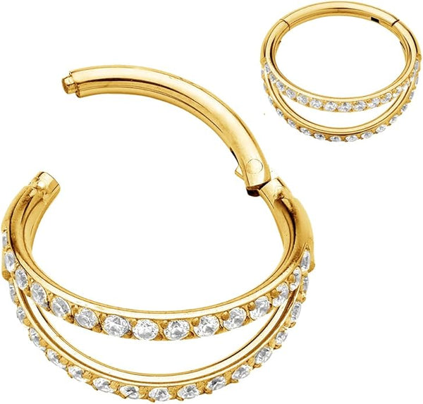 Titanium Hinged Double Row Gemmed