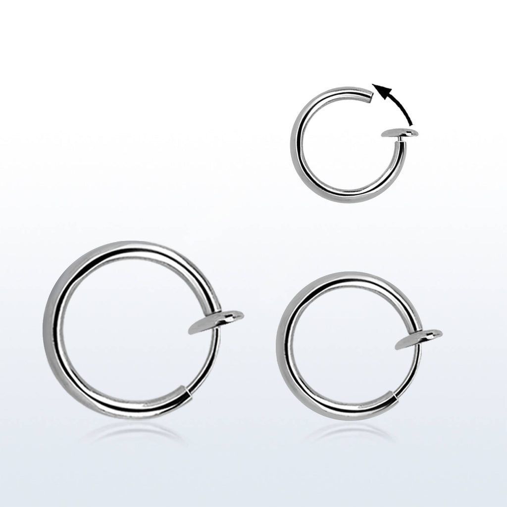 Surgical Steel Non-pierced Hoop w/ Spring Closure – The Silver Mountain