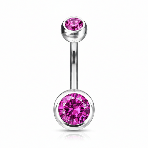 Titanium Double Jewelled Navel Bar