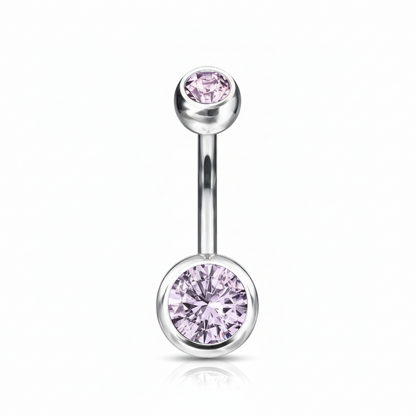 Titanium Double Jewelled Navel Bar