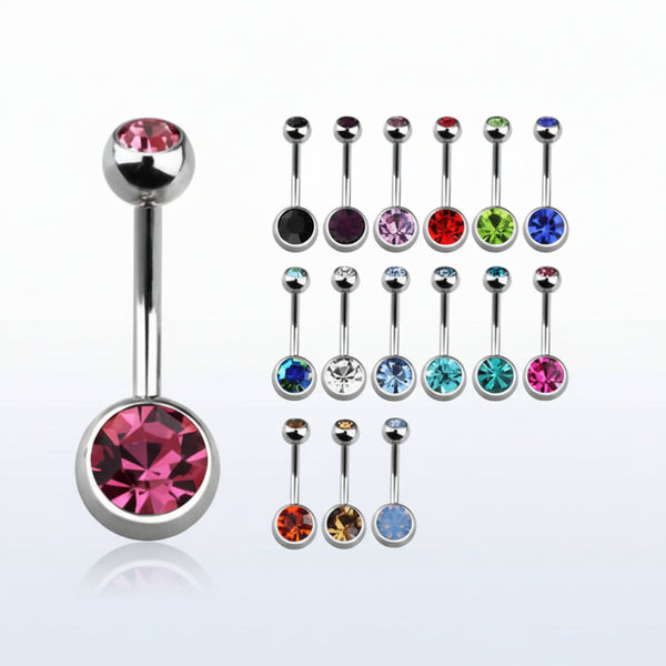 316L Stainless Steel (surgical steel) Double Jewelled Navel Bar