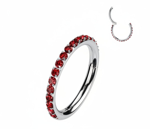 Titanium Hinged Segment Hoop Rings CNC Set CZ Paved