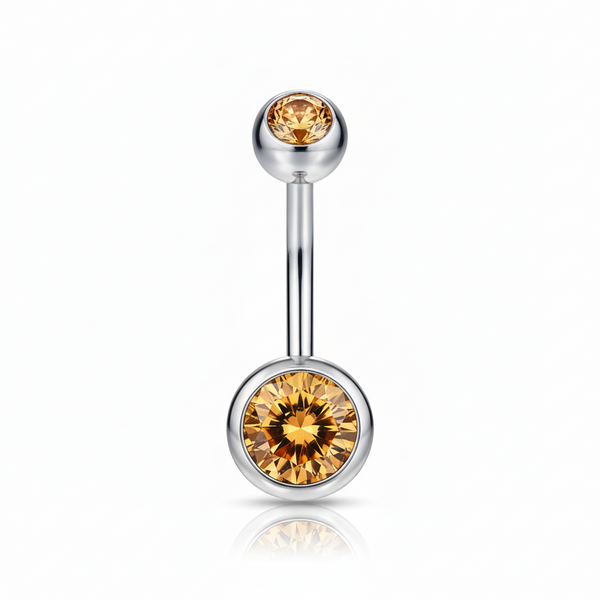 Titanium Double Jewelled Navel Bar