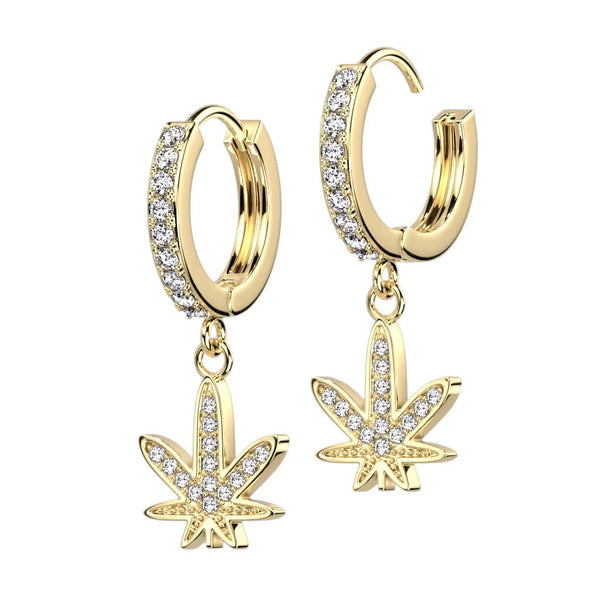 316L Stainless Steel (surgical steel) CZ Dangling Weed Huggies