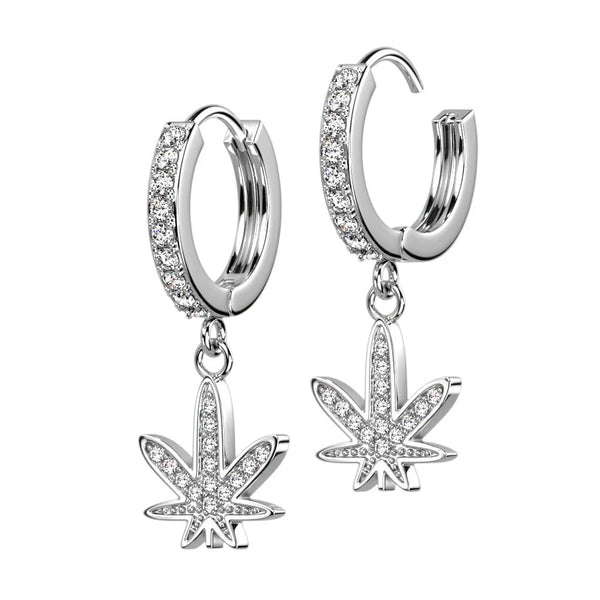 316L Stainless Steel (surgical steel) CZ Dangling Weed Huggies