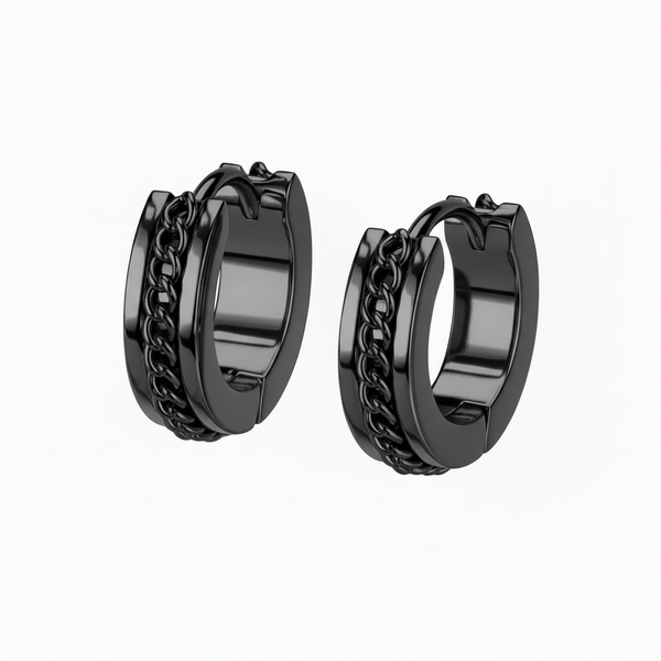 316L Stainless Steel (surgical steel) Huggies w/ Chain