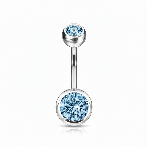 Titanium Double Jewelled Navel Bar