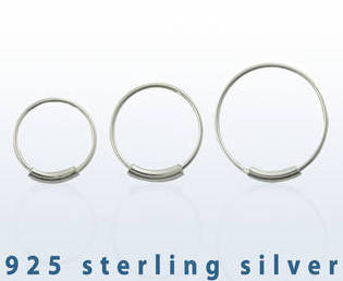.925 Sterling Silver Seamless Nose Hoops w/ Clasp