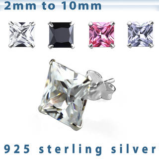 Pair of .925 Sterling Silver Square Ear Studs