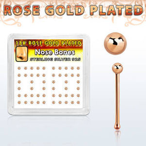 18KT Rose Gold Plated Plain Ball Nose Bone