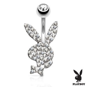 Crystal Paved Playboy Bunny 316L Surgical Steel Belly Button Navel Rings